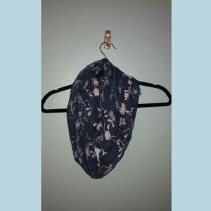 Denim scarf with floral accents